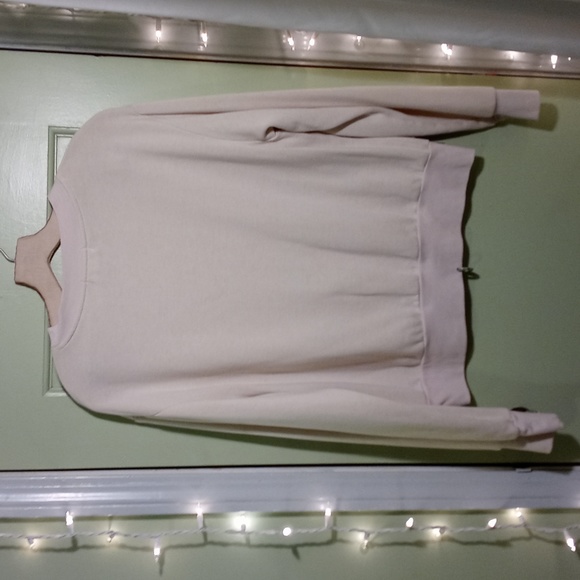 Women's Oli & Viv All You Need Is Love tan pink sage L crewneck - Picture 8 of 8